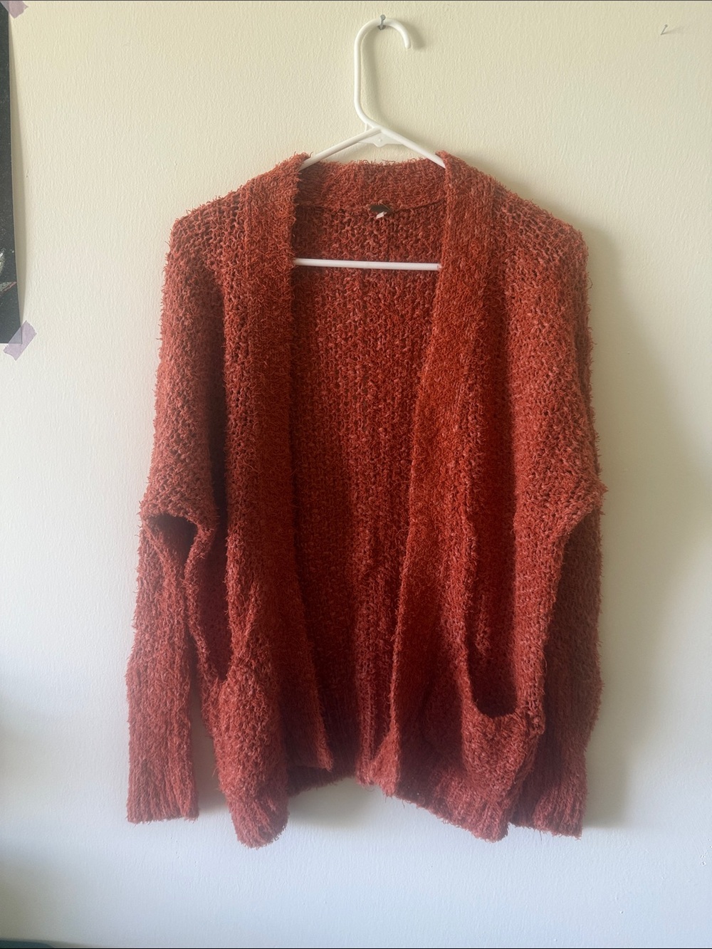 Free People Open-Front Rust Orange Cozy Knit Cardigan